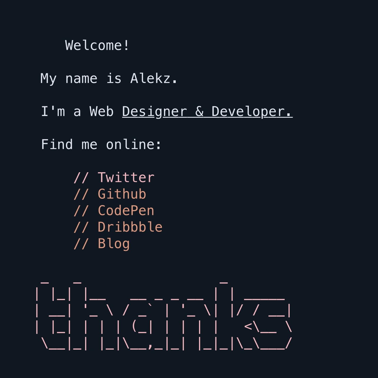 preview of terminal-themed links page